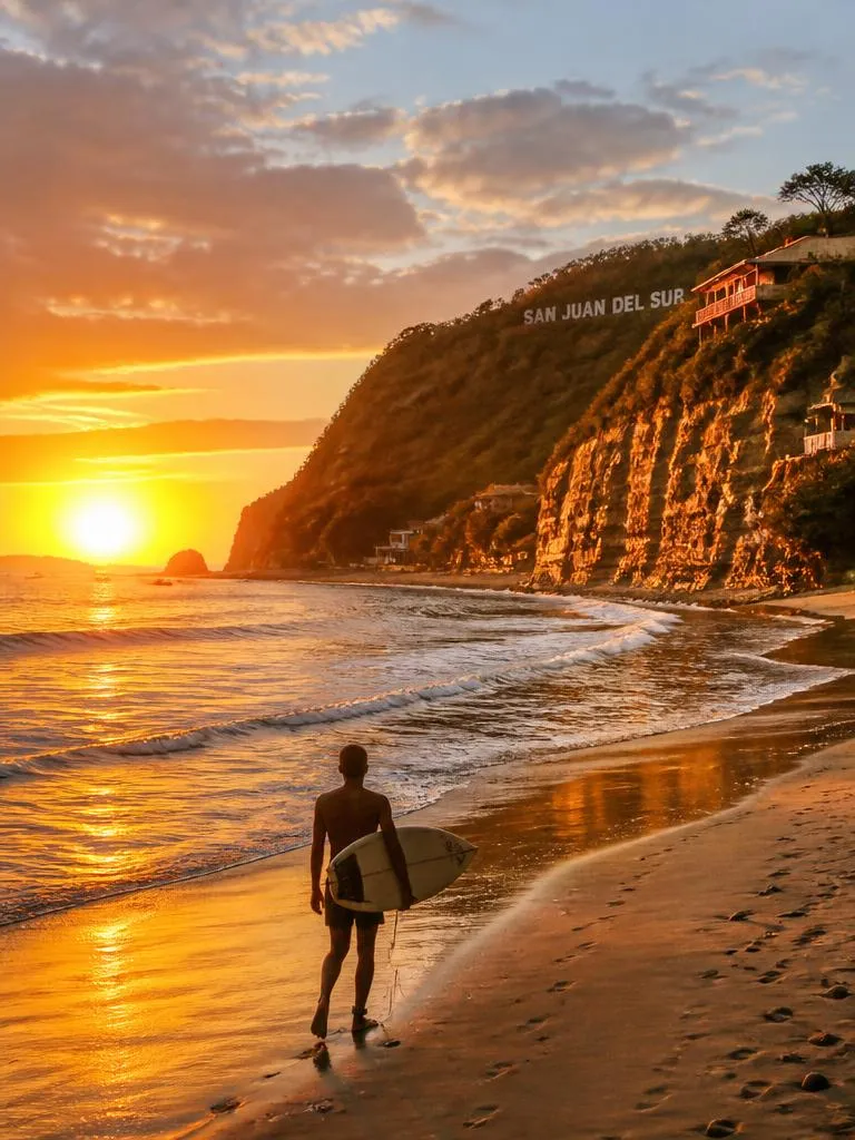 Pacific sunset surf beach